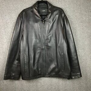 Alfani Classic Men's Soft Black Leather Jacket Sz XL Black